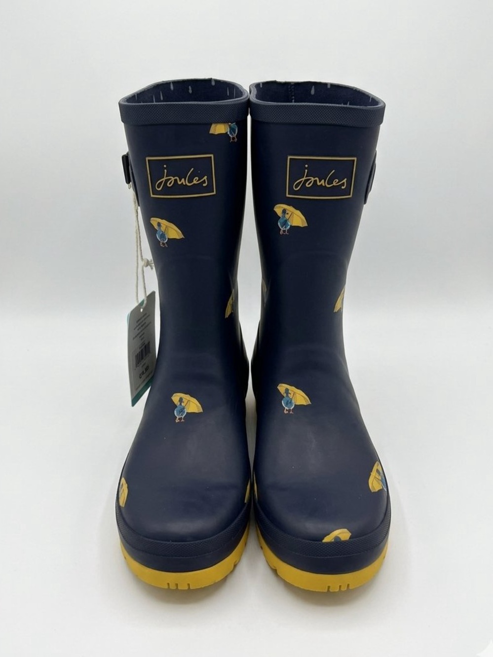 Joules Molly Welly Mid Rain Boots Navy Ducks Umbrellas NWT Size 9